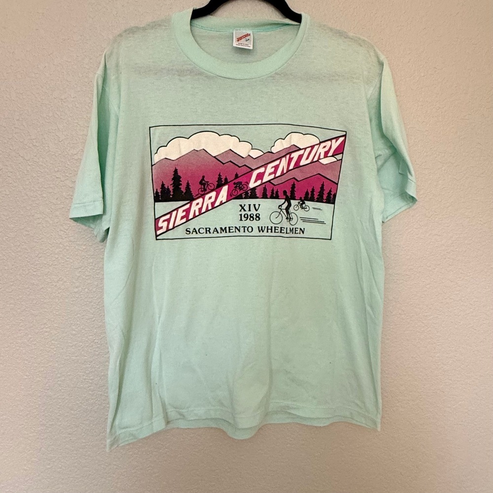 Vintage Cycling Swag Sacramento Wheelmen Sierra Century 1988 Graphic T Vintage L